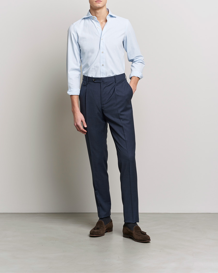 Herr | Skjortor | Finamore Napoli | Tokyo Slim Chambray Shirt Light Blue