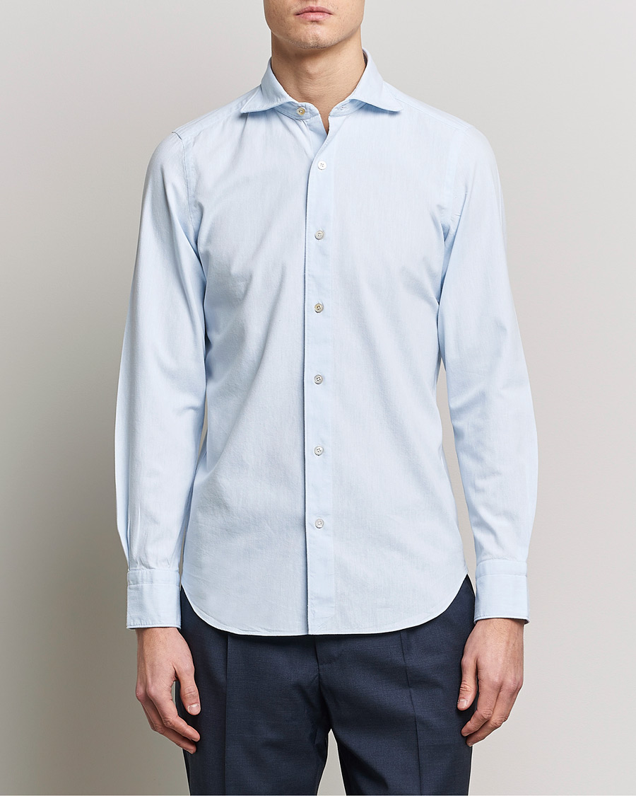 Herr | Skjortor | Finamore Napoli | Tokyo Slim Chambray Shirt Light Blue