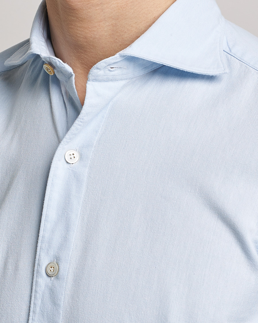 Herr | Skjortor | Finamore Napoli | Tokyo Slim Chambray Shirt Light Blue