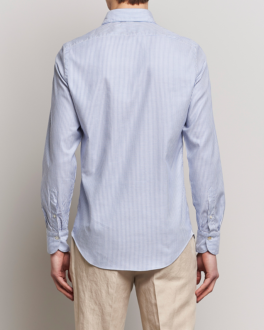 Herr | Skjortor | Finamore Napoli | Tokyo Slim Chambray Shirt Light Blue Stripe