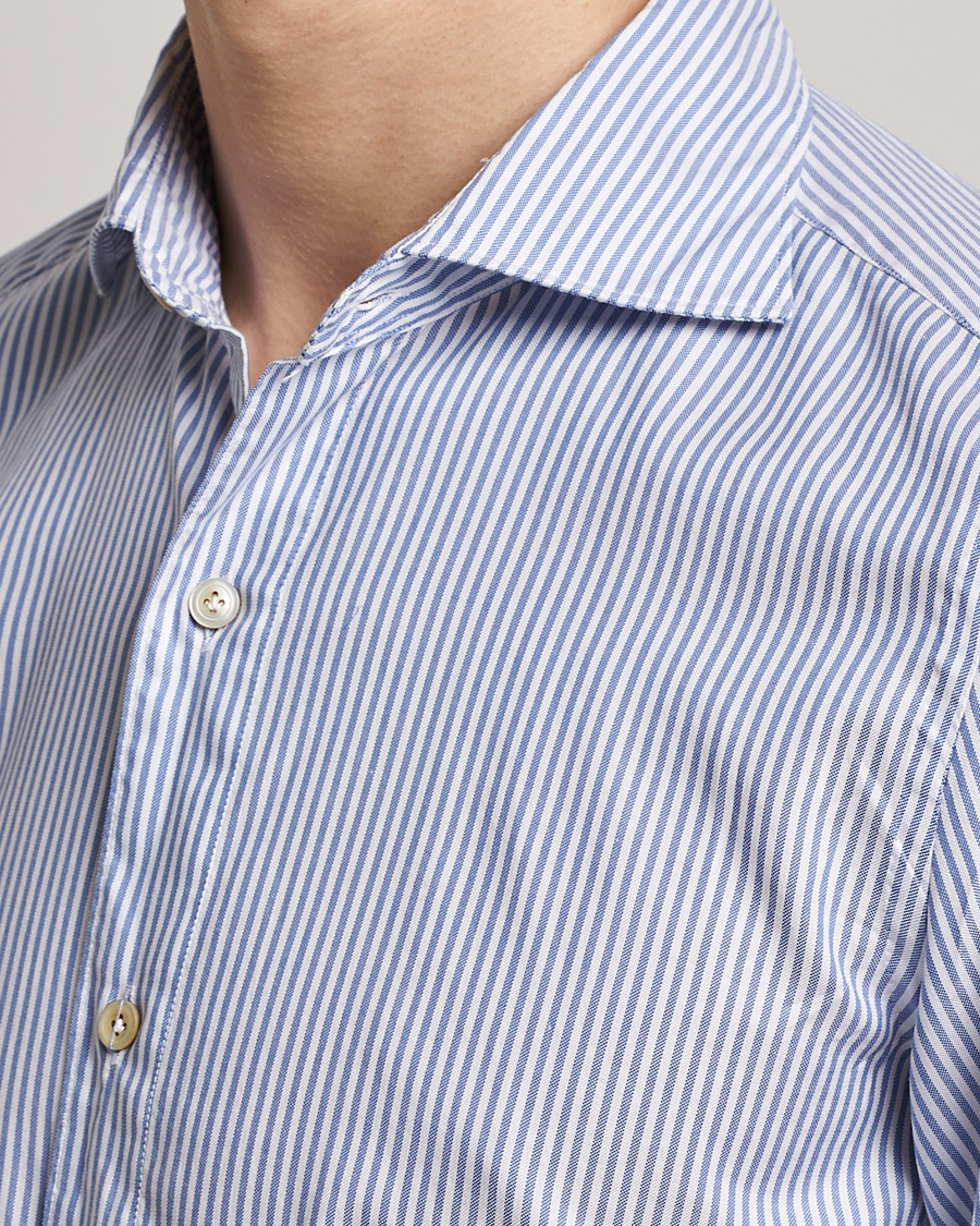 Herr | Skjortor | Finamore Napoli | Tokyo Slim Chambray Shirt Light Blue Stripe