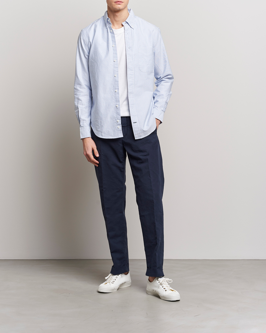 Herr | Skjortor | Gitman Vintage | Button Down Oxford Shirt Blue Stripe