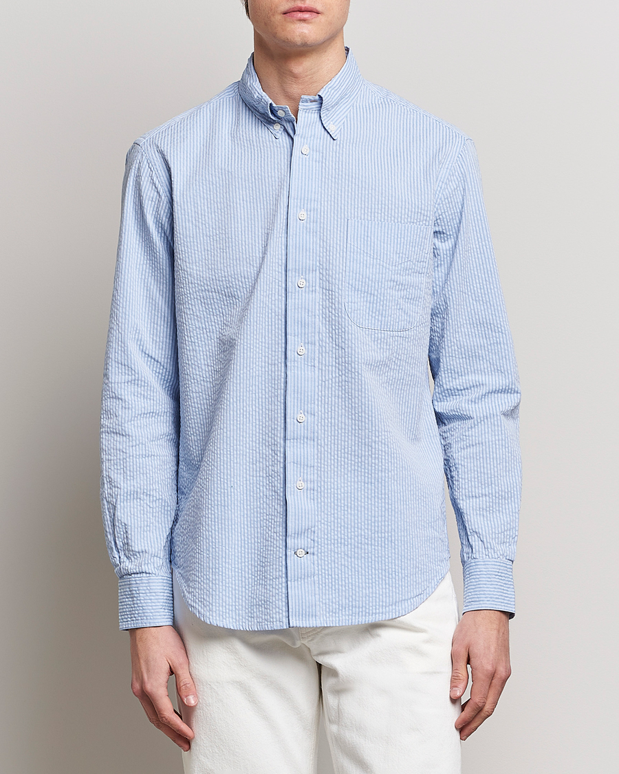 Herr | Skjortor | Gitman Vintage | Tonal Seersucker Shirt Light Blue
