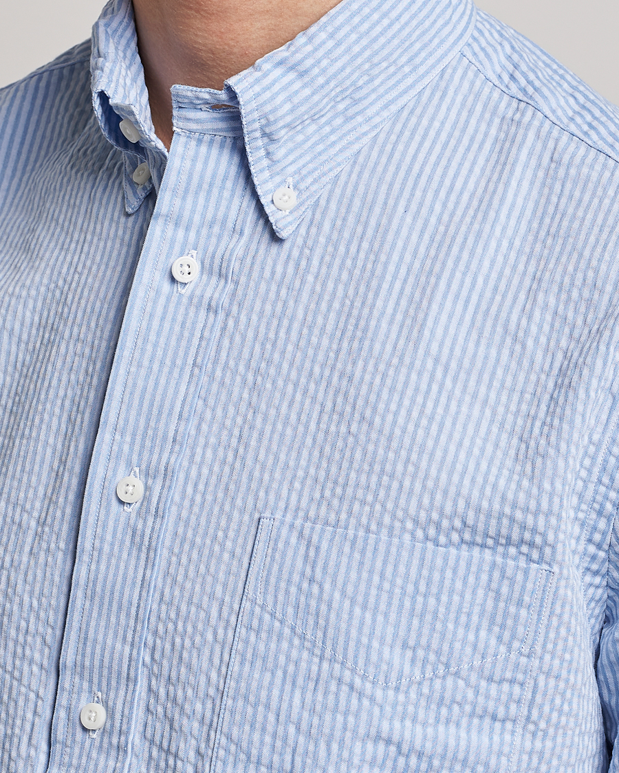 Herr | Skjortor | Gitman Vintage | Tonal Seersucker Shirt Light Blue