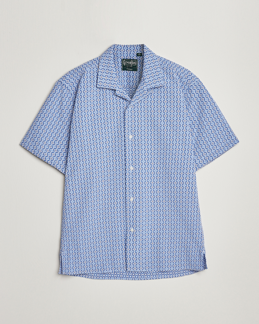 Herr | Skjortor | Gitman Vintage | Summer Ready Jacquard Camp Shirt Light Blue