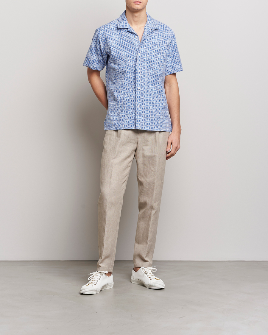 Herr | Skjortor | Gitman Vintage | Summer Ready Jacquard Camp Shirt Light Blue