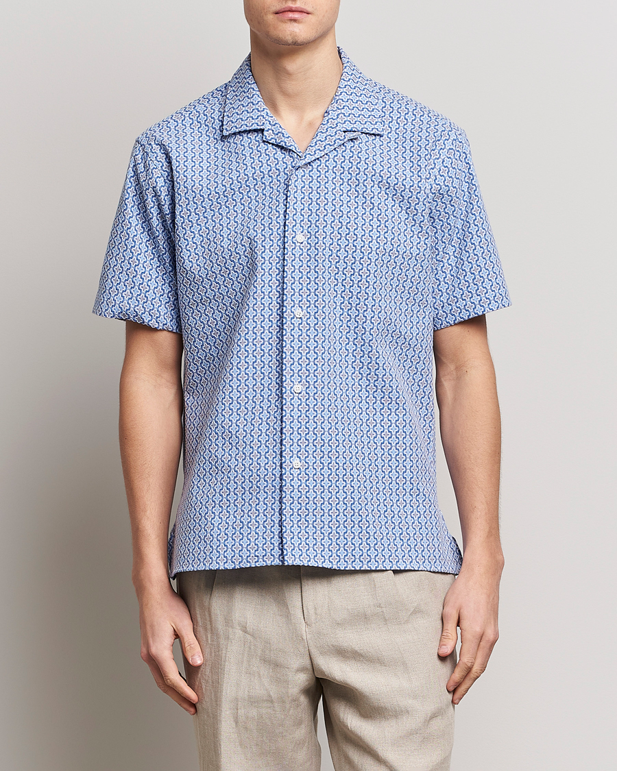 Herr | Skjortor | Gitman Vintage | Summer Ready Jacquard Camp Shirt Light Blue