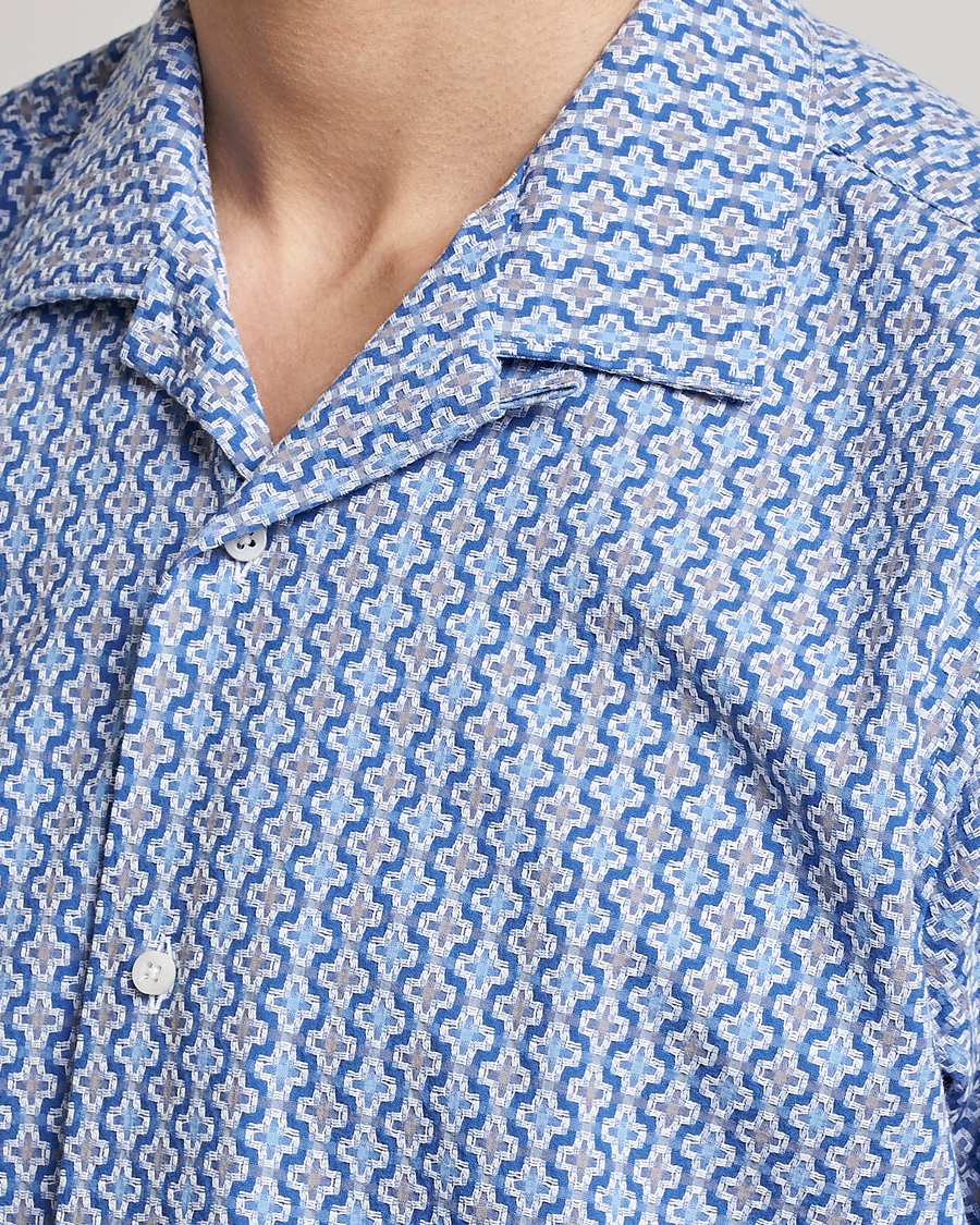Herr | Skjortor | Gitman Vintage | Summer Ready Jacquard Camp Shirt Light Blue