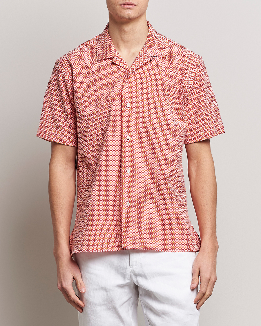 Herr | Skjortor | Gitman Vintage | Summer Ready Jacquard Camp Shirt Rosa