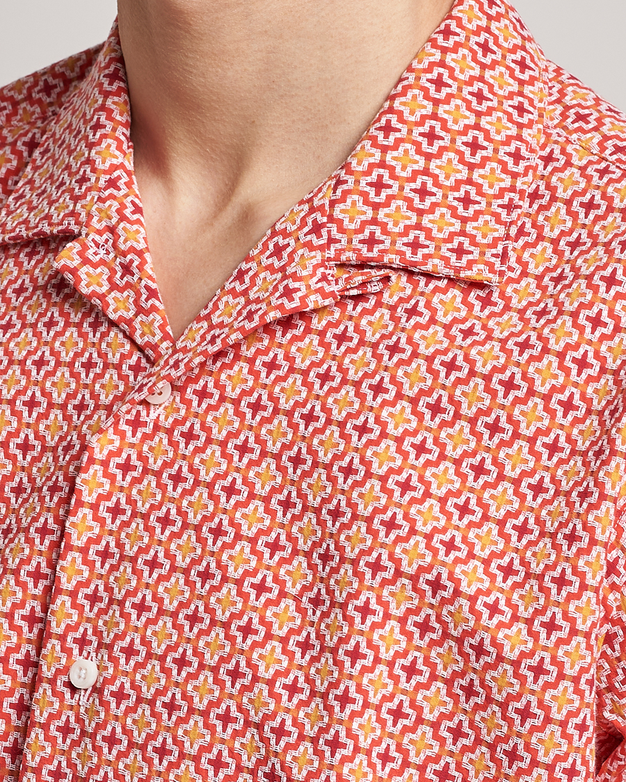Herr | Skjortor | Gitman Vintage | Summer Ready Jacquard Camp Shirt Rosa