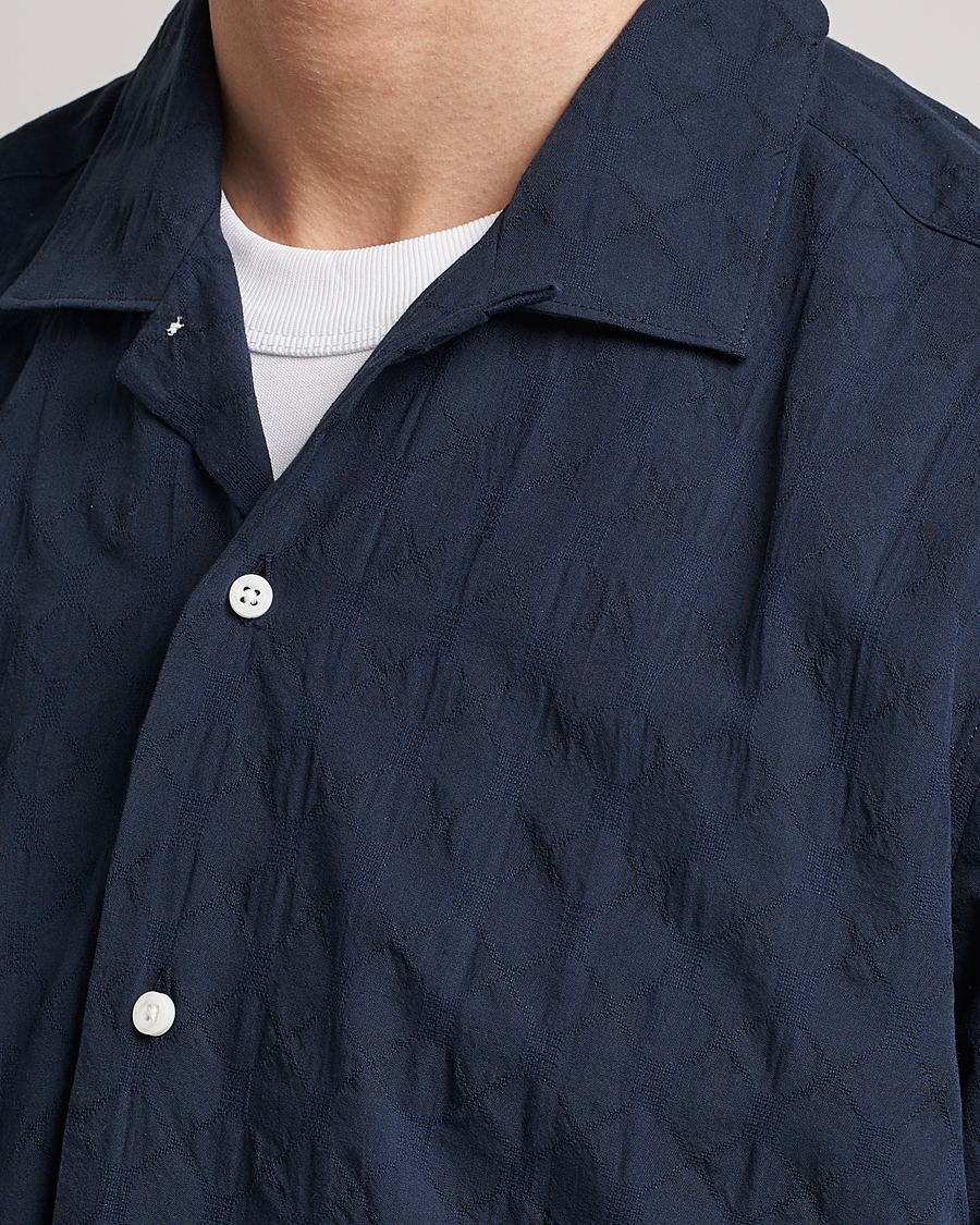 Herr | Skjortor | Gitman Vintage | Japanese Jacquard Camp Shirt Navy