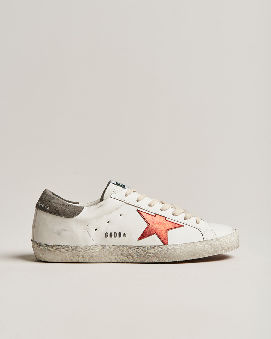 Herr | Golden Goose Deluxe Brand Super-Star Sneakers White/Red | Golden Goose | Deluxe Brand Super-Star Sneakers White/Red