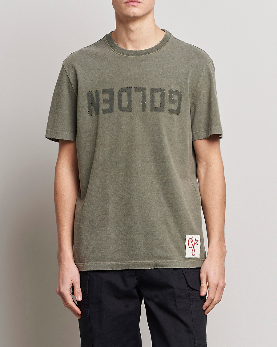 Herr | T-Shirts | Golden Goose | Deluxe Brand Dyed Jersey Logo T-Shirt Dusty Olive