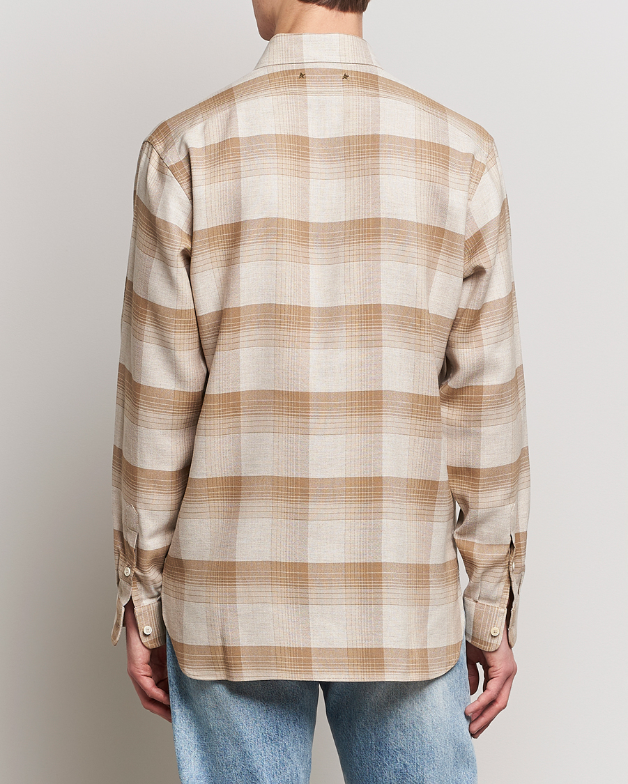 Herr | Skjortor | Golden Goose | Deluxe Brand Regular Check Wool Shirt White/Sand