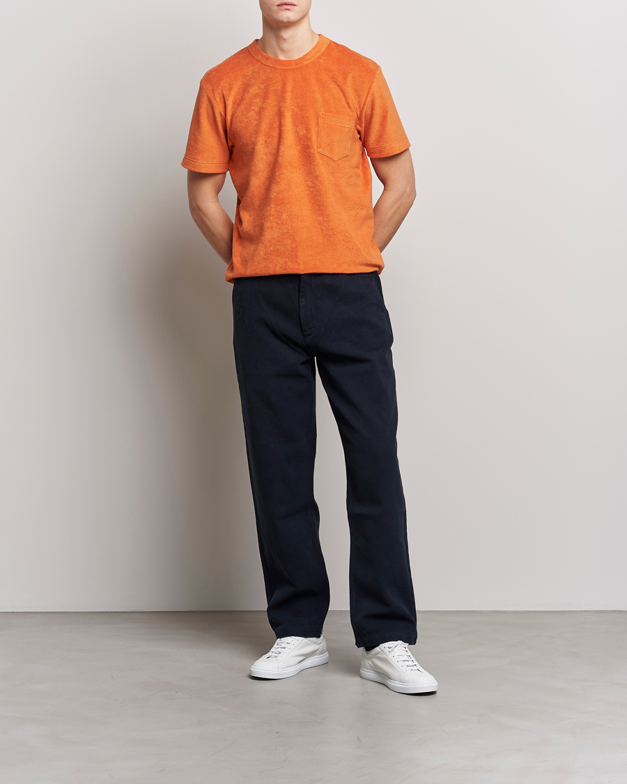 Herr | T-Shirts | Howlin' | Fons Cotton Blend Terry Pocket Tee Tangerine Dream