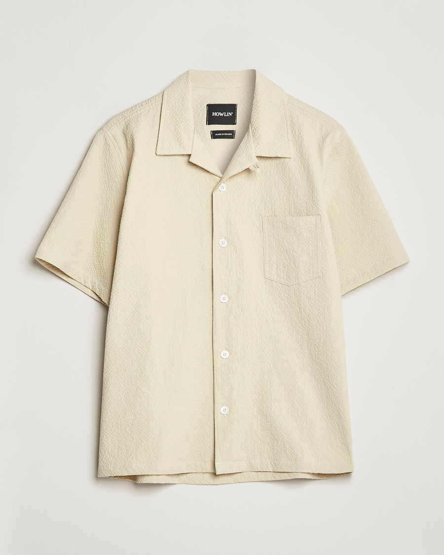 Herr | Skjortor | Howlin' | Short Sleeve Cotton Seersucker Shirt Ecru