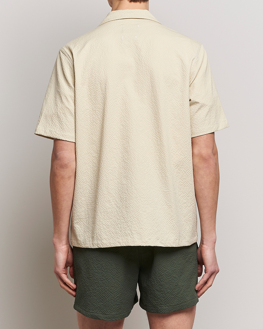 Herr | Skjortor | Howlin' | Short Sleeve Cotton Seersucker Shirt Ecru