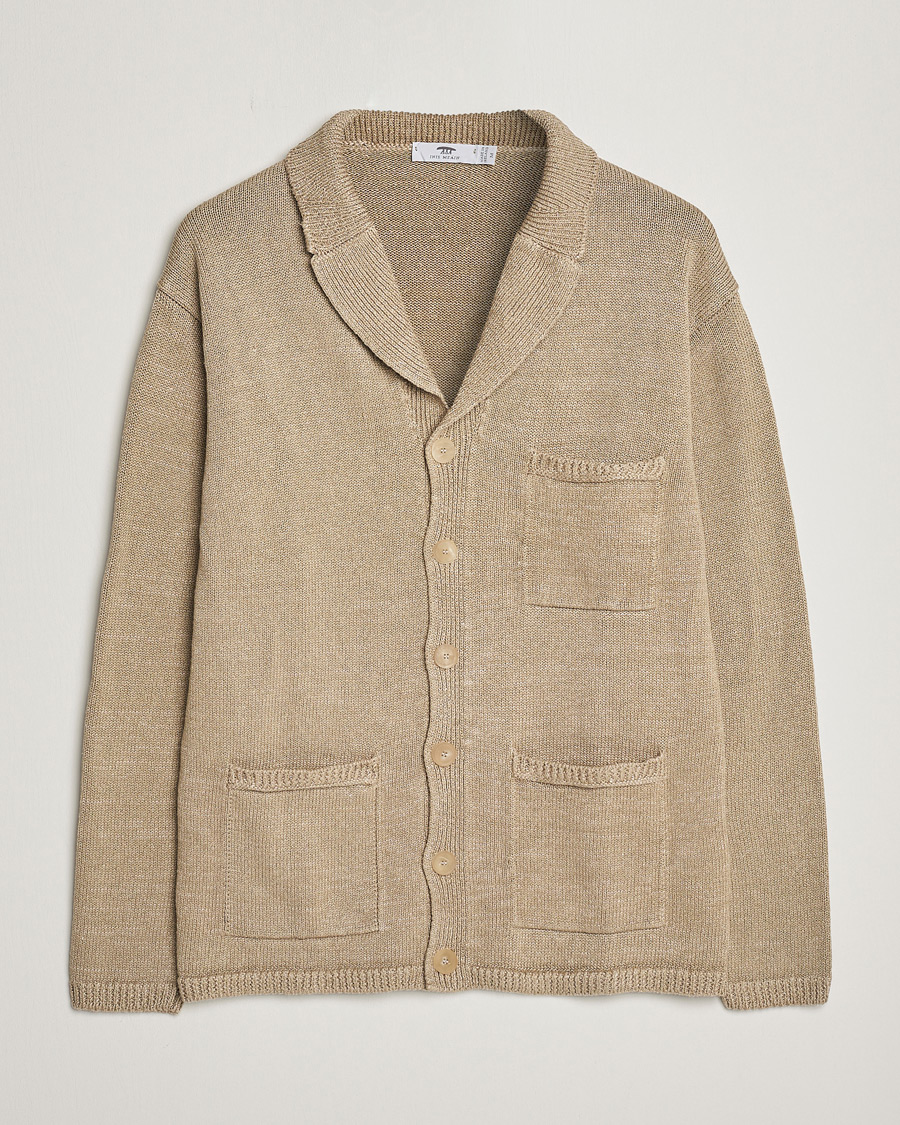 Herr | Tröjor | Inis Meáin | Washed Linen Pub Jacket Dark Natural