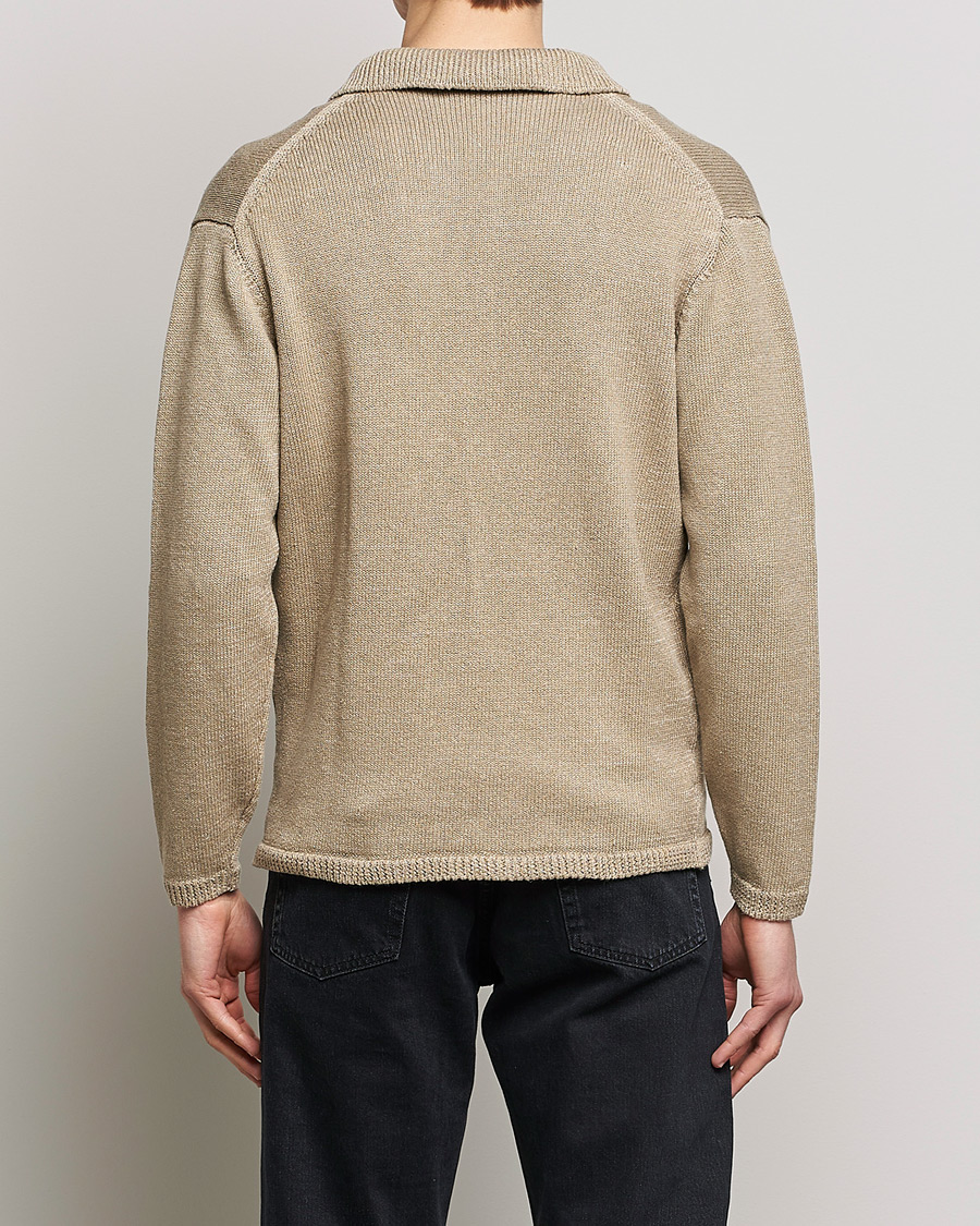 Herr | Tröjor | Inis Meáin | Washed Linen Pub Jacket Dark Natural