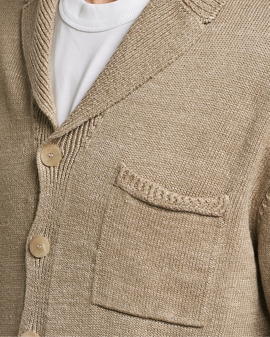 Herr | Tröjor | Inis Meáin | Washed Linen Pub Jacket Dark Natural
