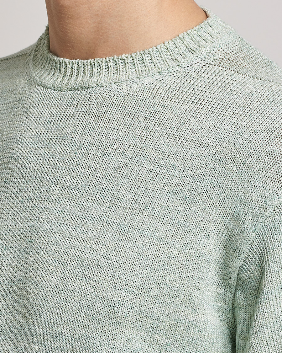 Herr | Tröjor | Inis Meáin | Donegal Washed Linen Crew Neck Mint