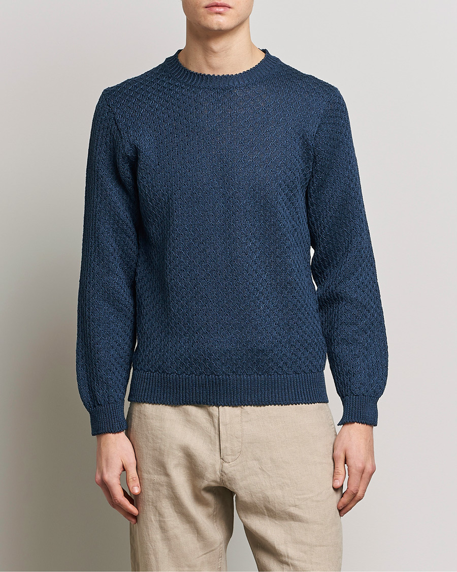 Herr | Inis Meáin | Inis Meáin | Fishnet Linen Sweater Blueberry