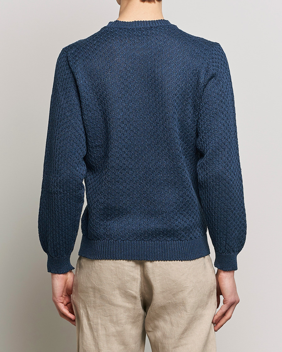 Herr | Tröjor | Inis Meáin | Fishnet Linen Sweater Blueberry