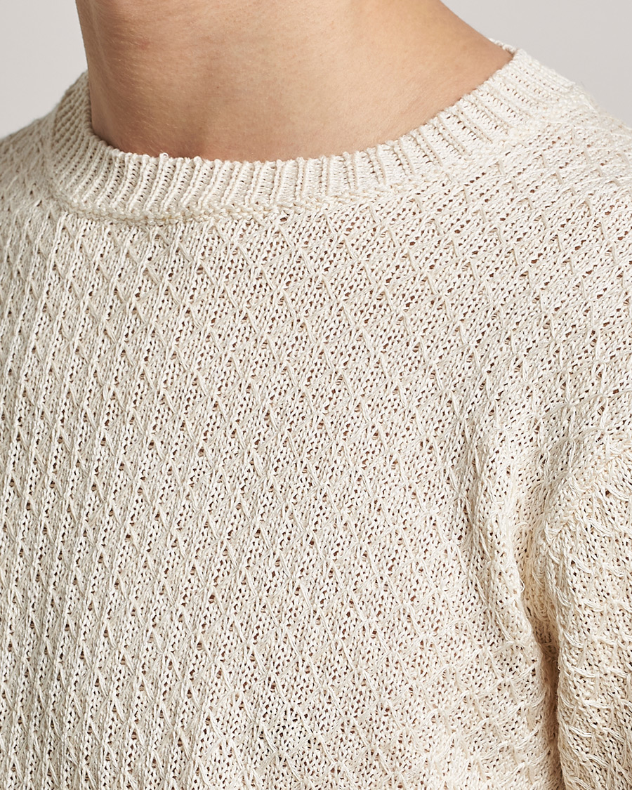 Herr | Tröjor | Inis Meáin | Fishnet Linen Sweater Mist