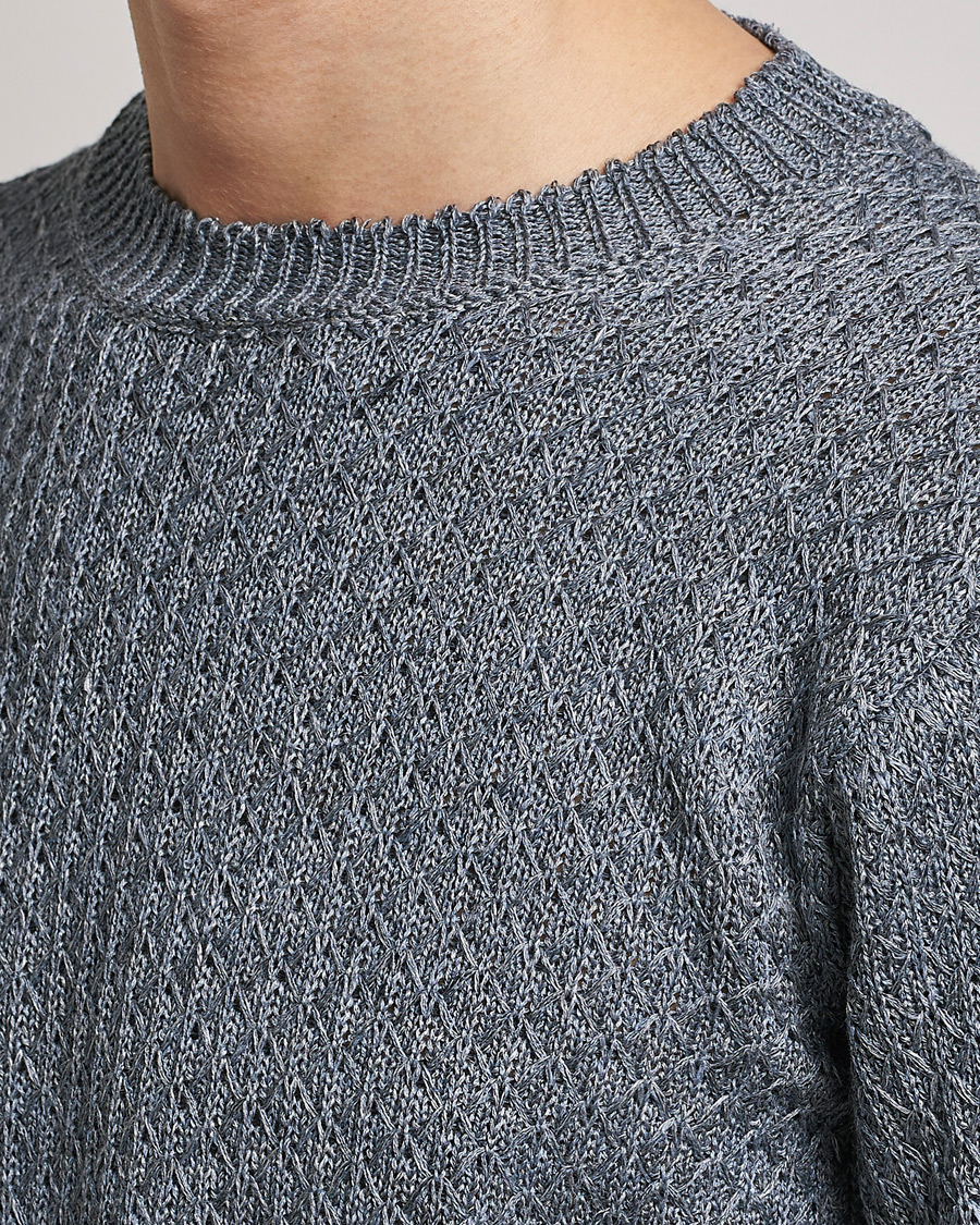 Herr | Tröjor | Inis Meáin | Fishnet Linen Sweater Stone