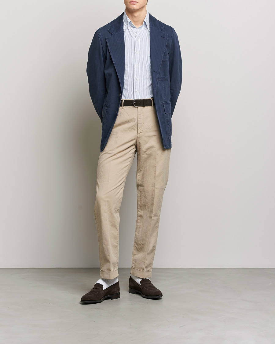 Herr | Kavajer | Drake's | MKI Cotton Herringbone Games Blazer Navy