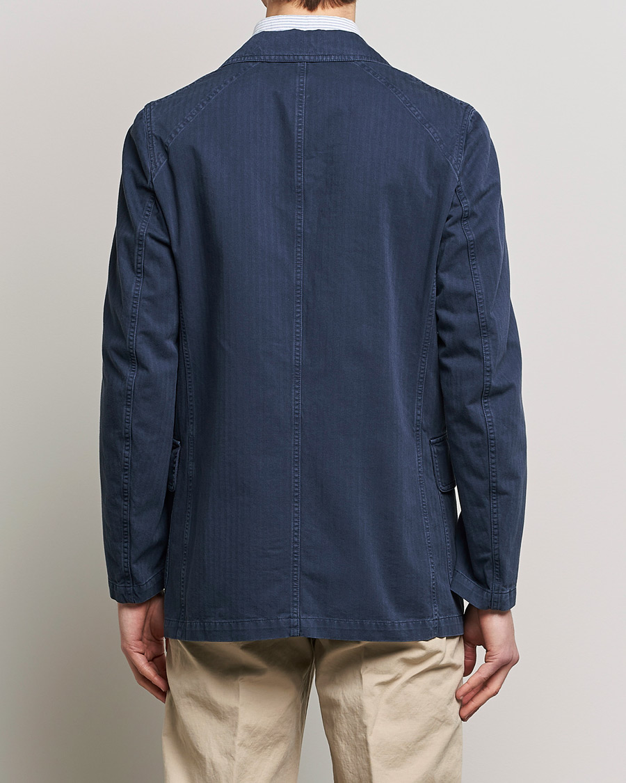 Herr | Kavajer | Drake's | MKI Cotton Herringbone Games Blazer Navy