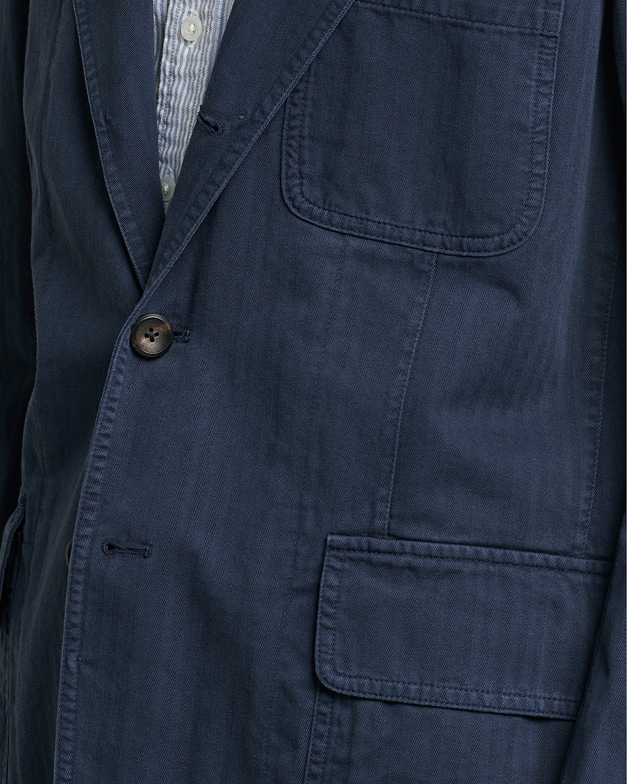 Herr | Kavajer | Drake's | MKI Cotton Herringbone Games Blazer Navy