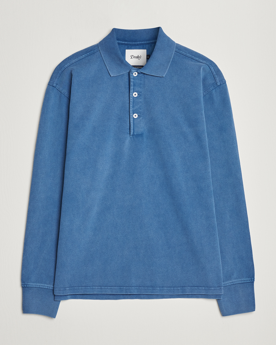 Herr | Tröjor | Drake's | Long Sleeve Jersey Polo Navy