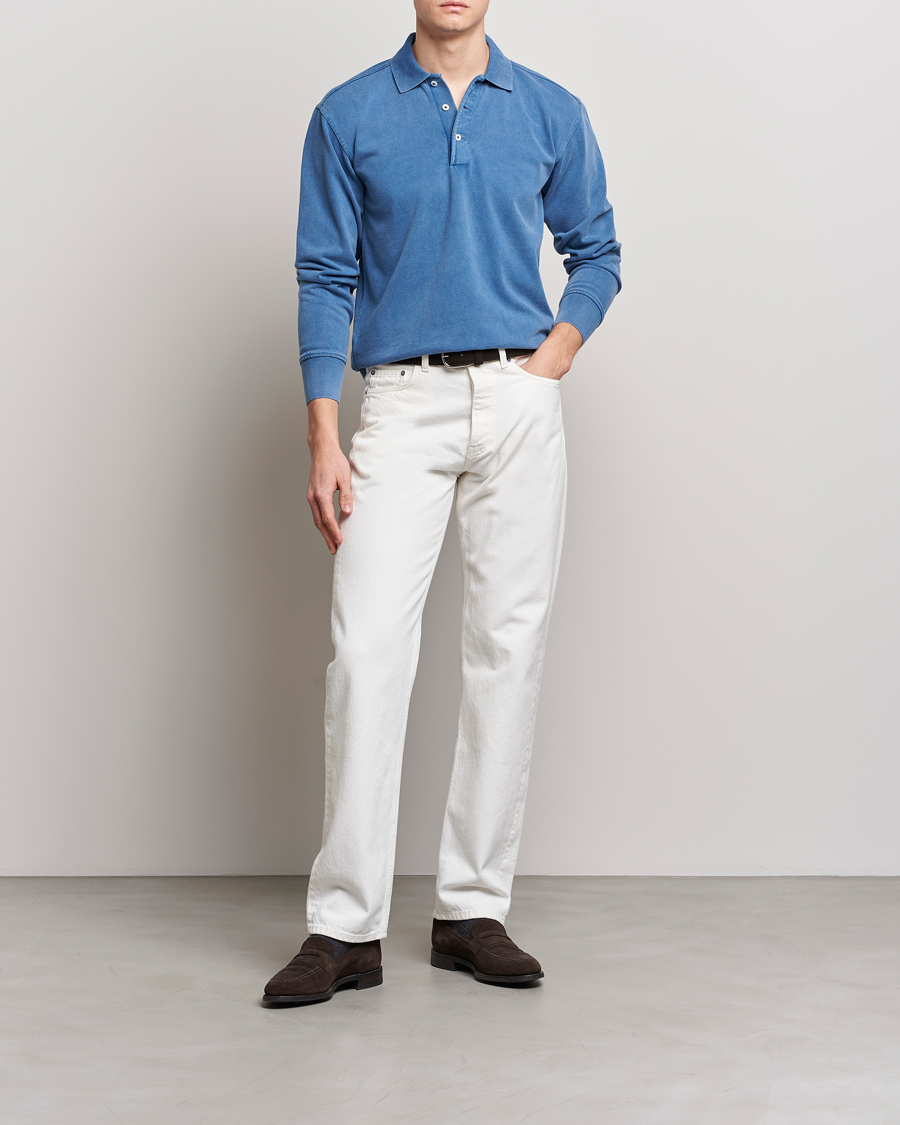 Herr | Tröjor | Drake's | Long Sleeve Jersey Polo Navy