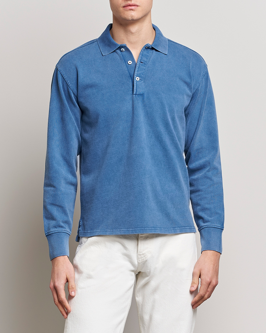 Herr | Tröjor | Drake's | Long Sleeve Jersey Polo Navy