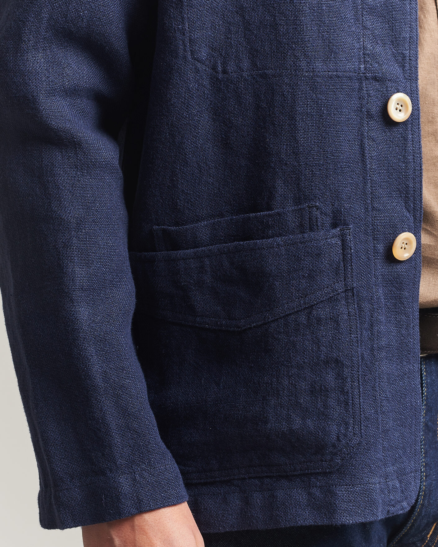Herr | Jackor | Drake's | Heavy Linen 5-Pocket Chore Jacket Navy