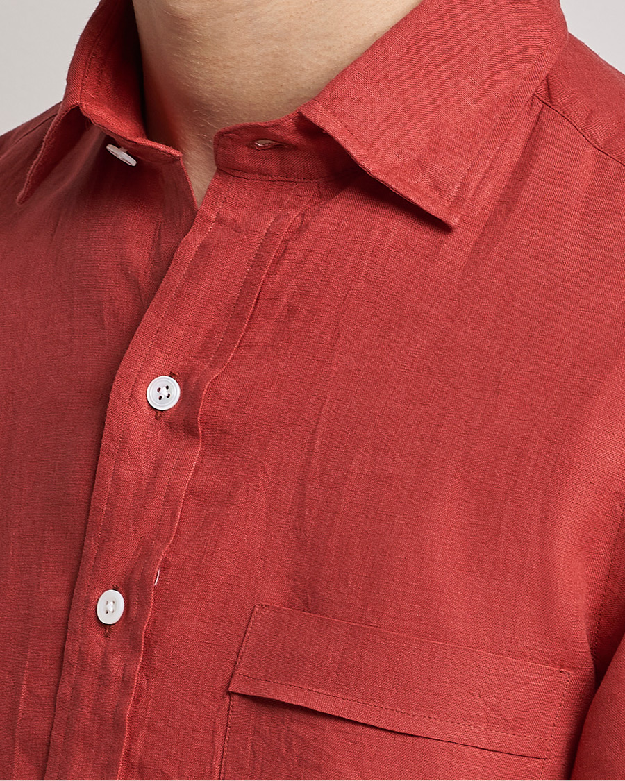 Herr | Skjortor | Drake's | Linen Summer Shirt Red