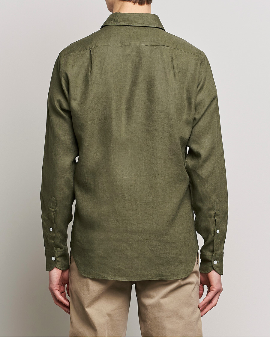 Herr | Skjortor | Drake's | Linen Summer Shirt Green