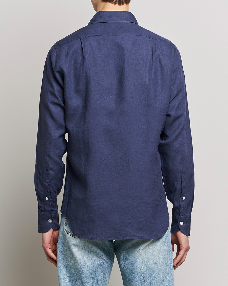 Herr | Skjortor | Drake's | Linen Summer Shirt Navy