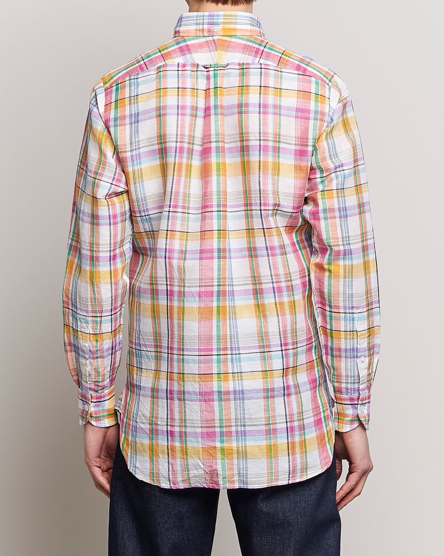 Herr | Skjortor | Drake's | Checked Button Down Linen Shirt Multi