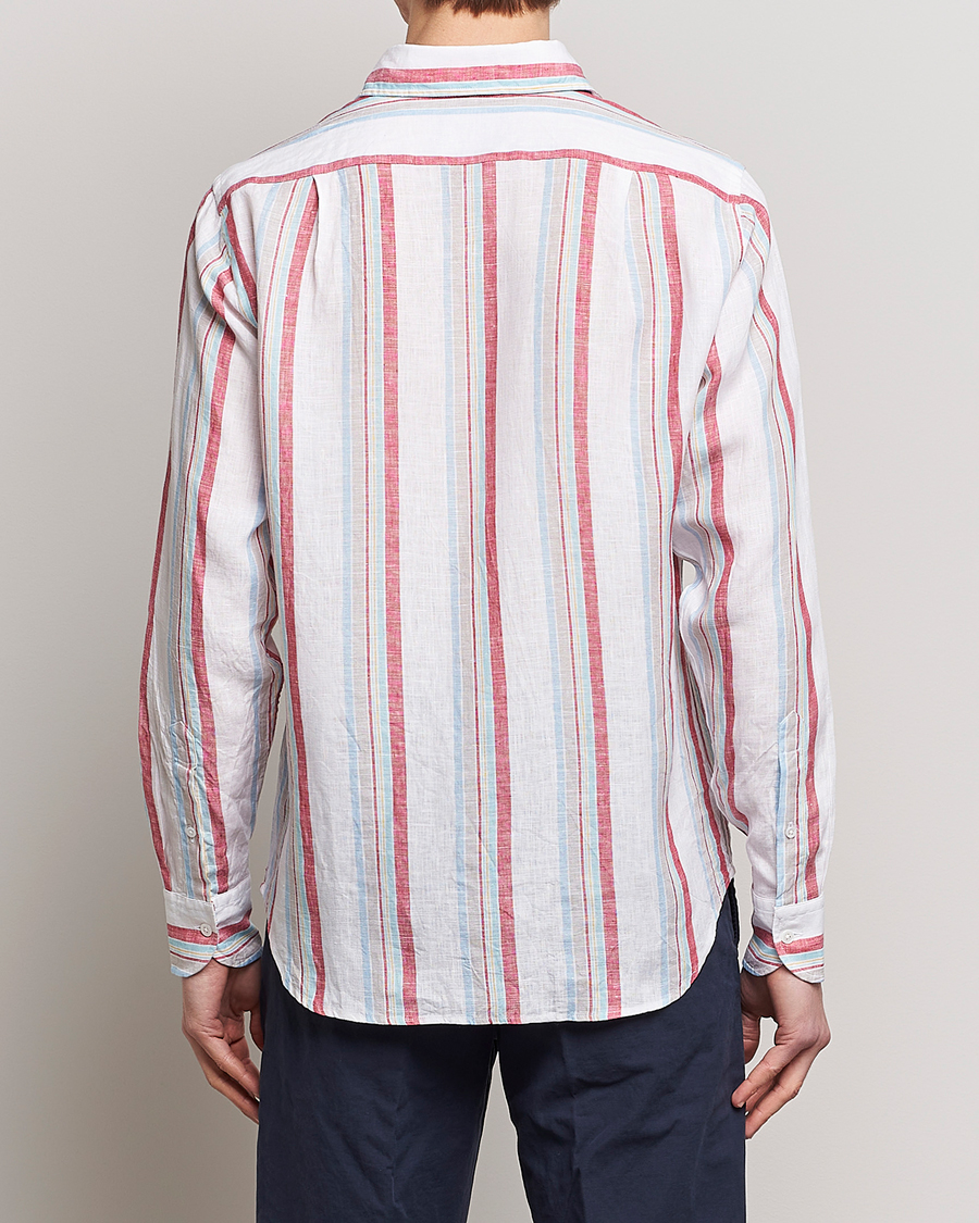 Herr | Skjortor | Drake's | Striped Linen Summer Shirt Multi