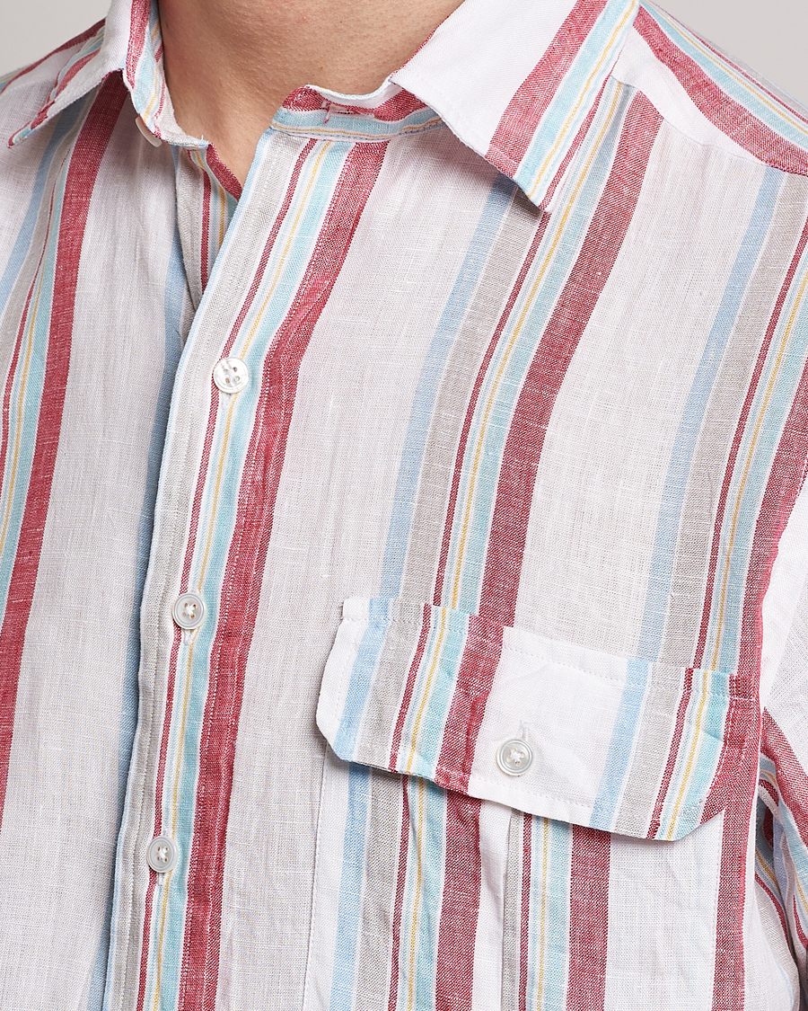 Herr | Skjortor | Drake's | Striped Linen Summer Shirt Multi