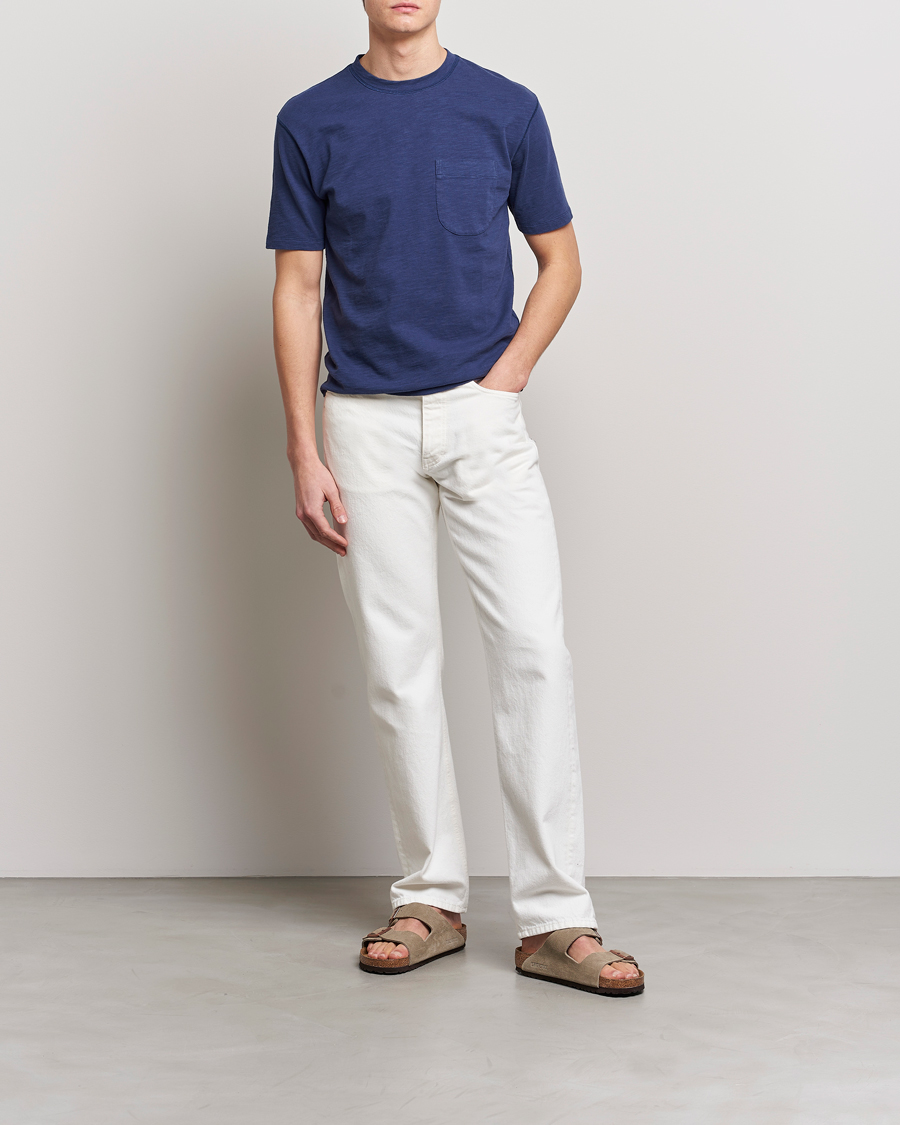 Herr | T-Shirts | Drake's | Cotton Pocket T-Shirt Navy