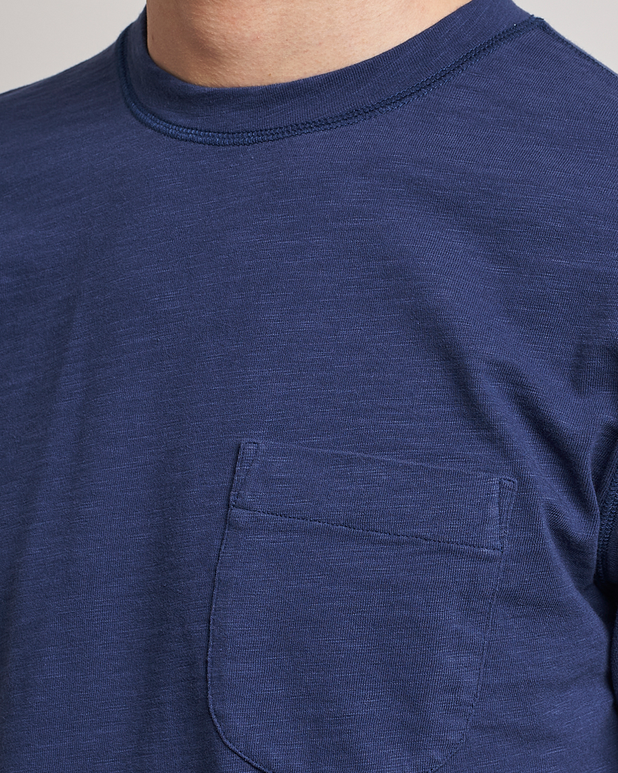 Herr | T-Shirts | Drake's | Cotton Pocket T-Shirt Navy