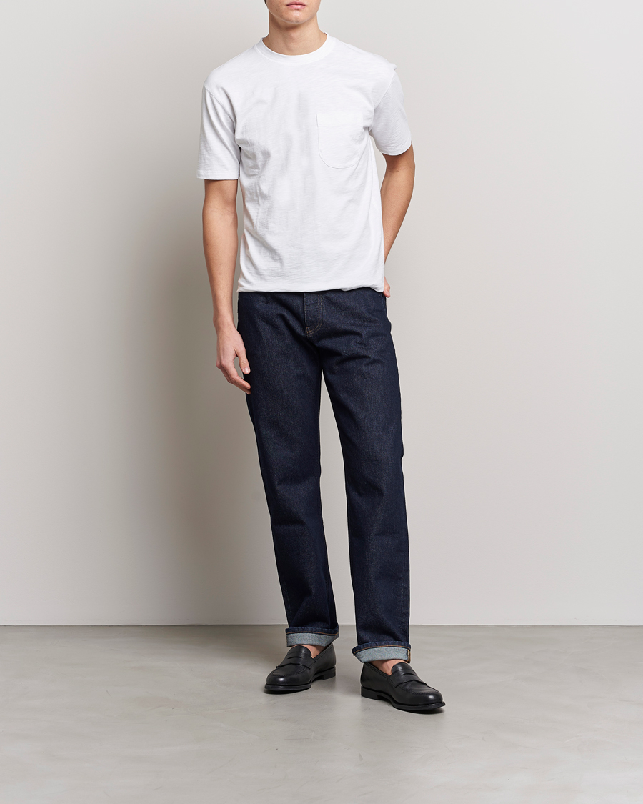 Herr | T-Shirts | Drake's | Cotton Pocket T-Shirt White