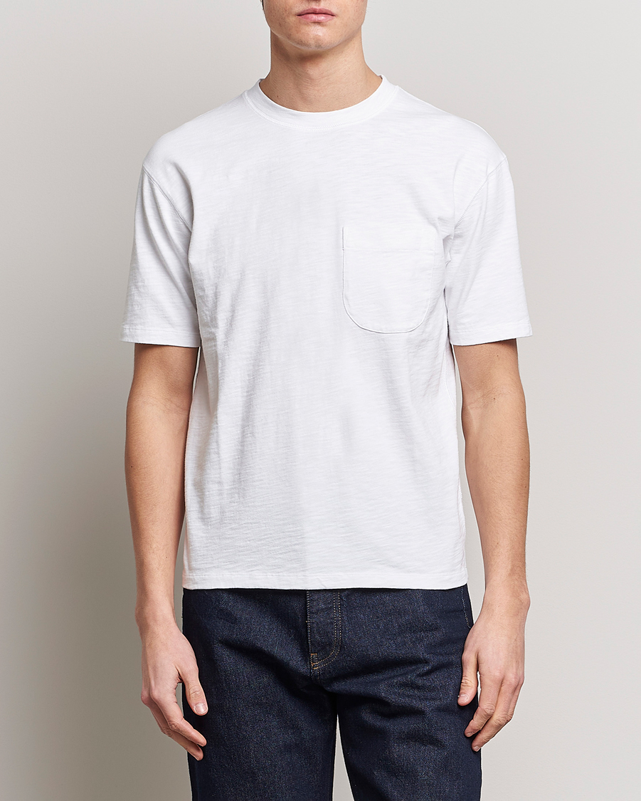 Herr | T-Shirts | Drake's | Cotton Pocket T-Shirt White