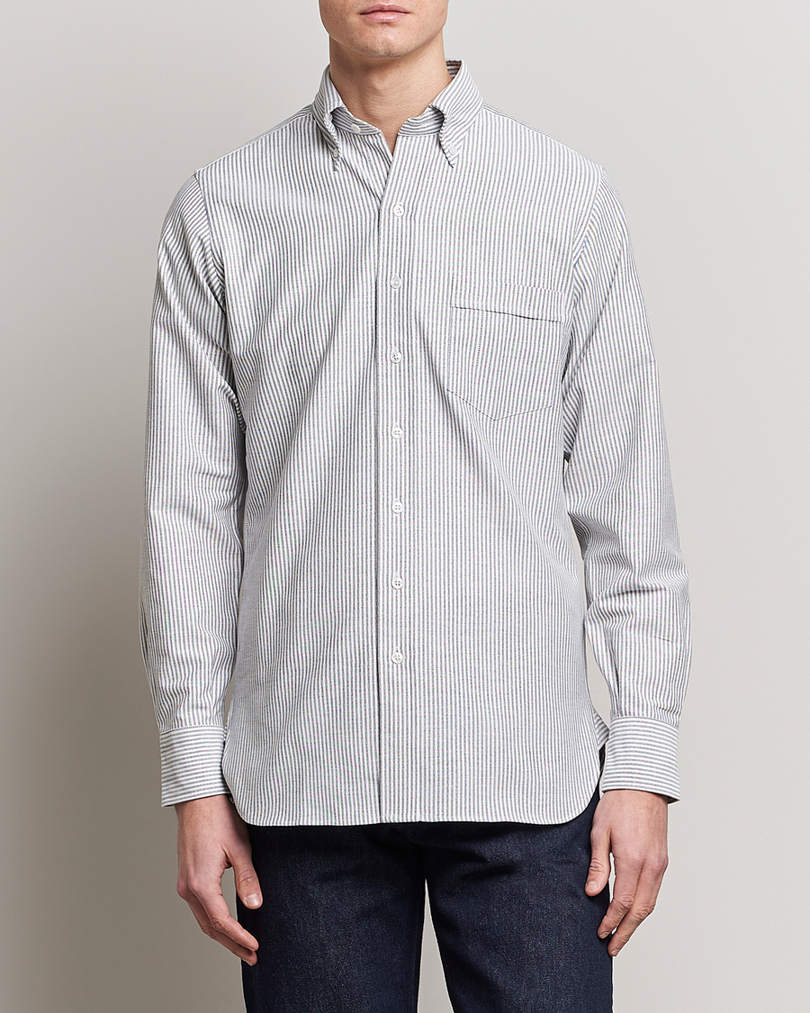 Herr | Skjortor | Drake's | Striped Button Down Oxford Shirt Black