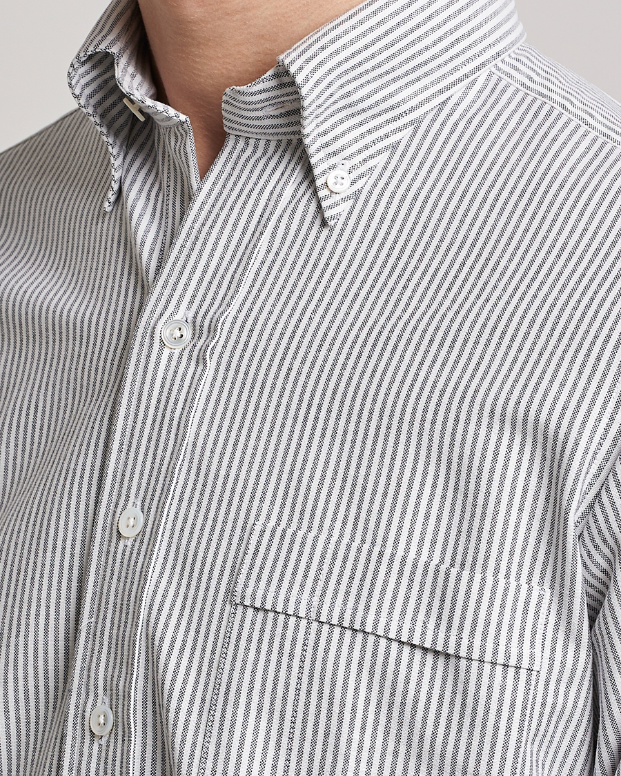 Herr | Skjortor | Drake's | Striped Button Down Oxford Shirt Black