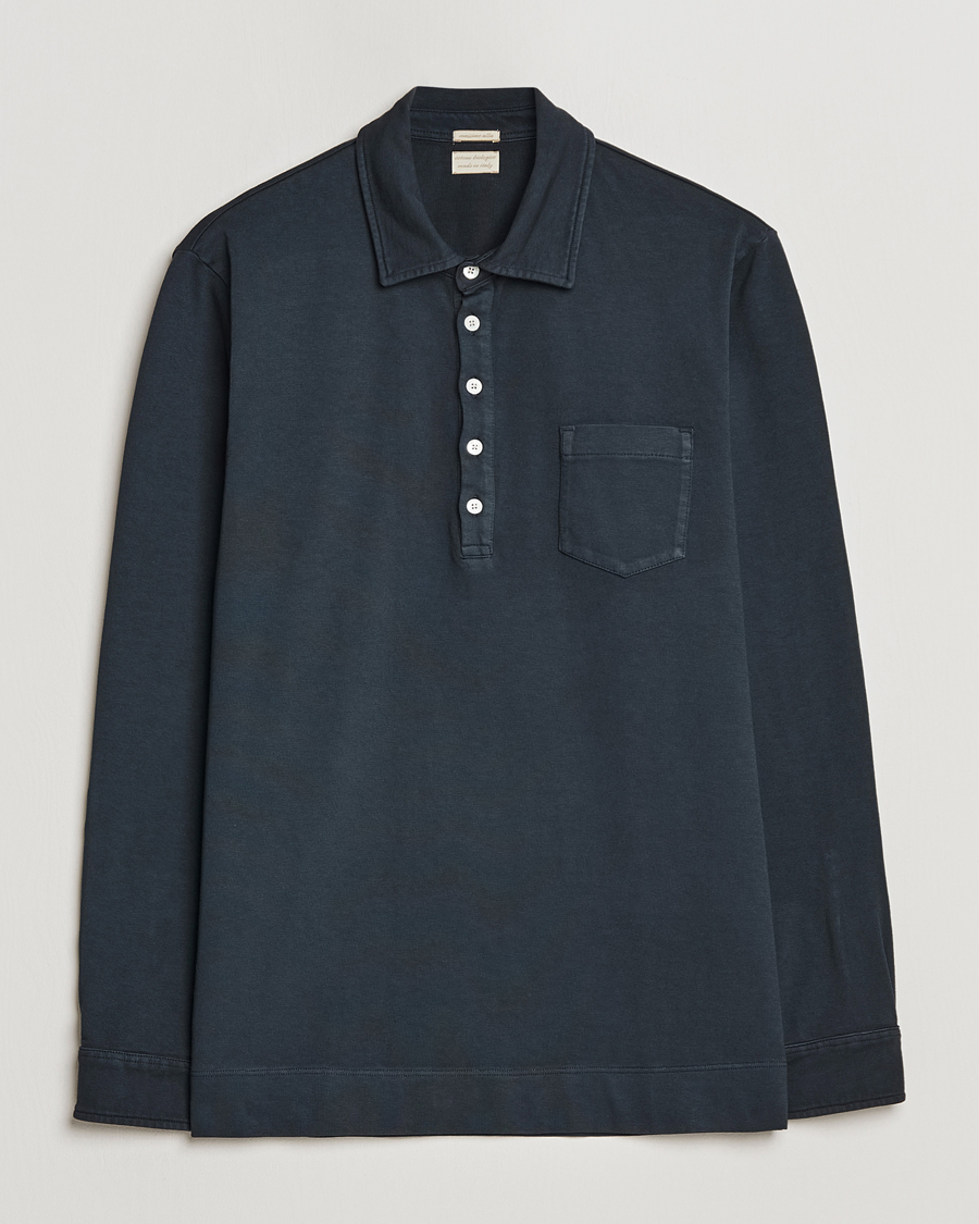 Herr | Tröjor | Massimo Alba | Ischia Long Sleeve Cotton Polo Washed Black