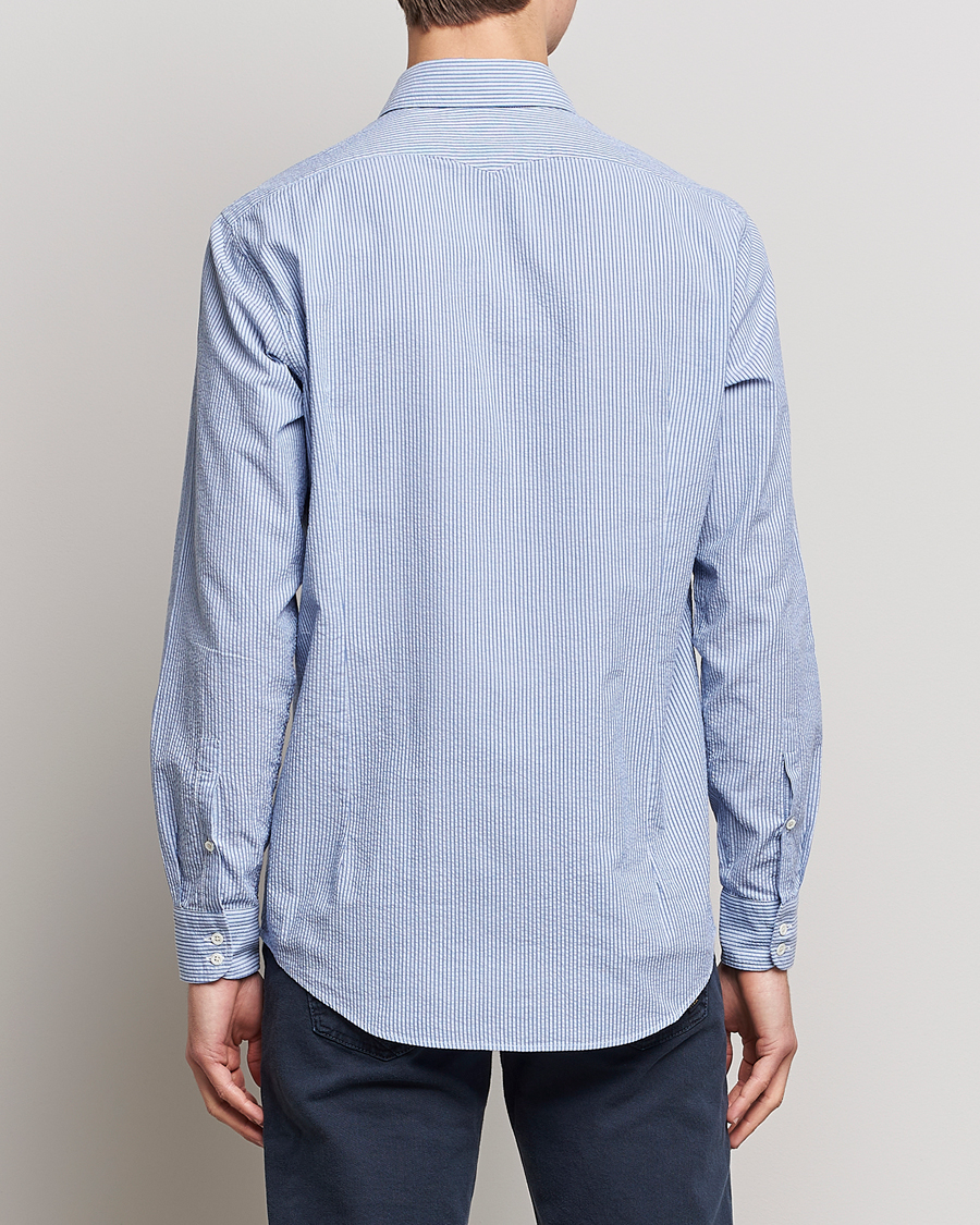 Herr | Skjortor | Massimo Alba | Canary Striped Seersucker Shirt Blue